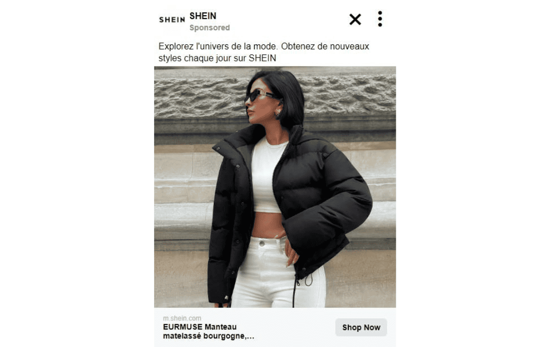 SheIn publicité FACEBOOK
