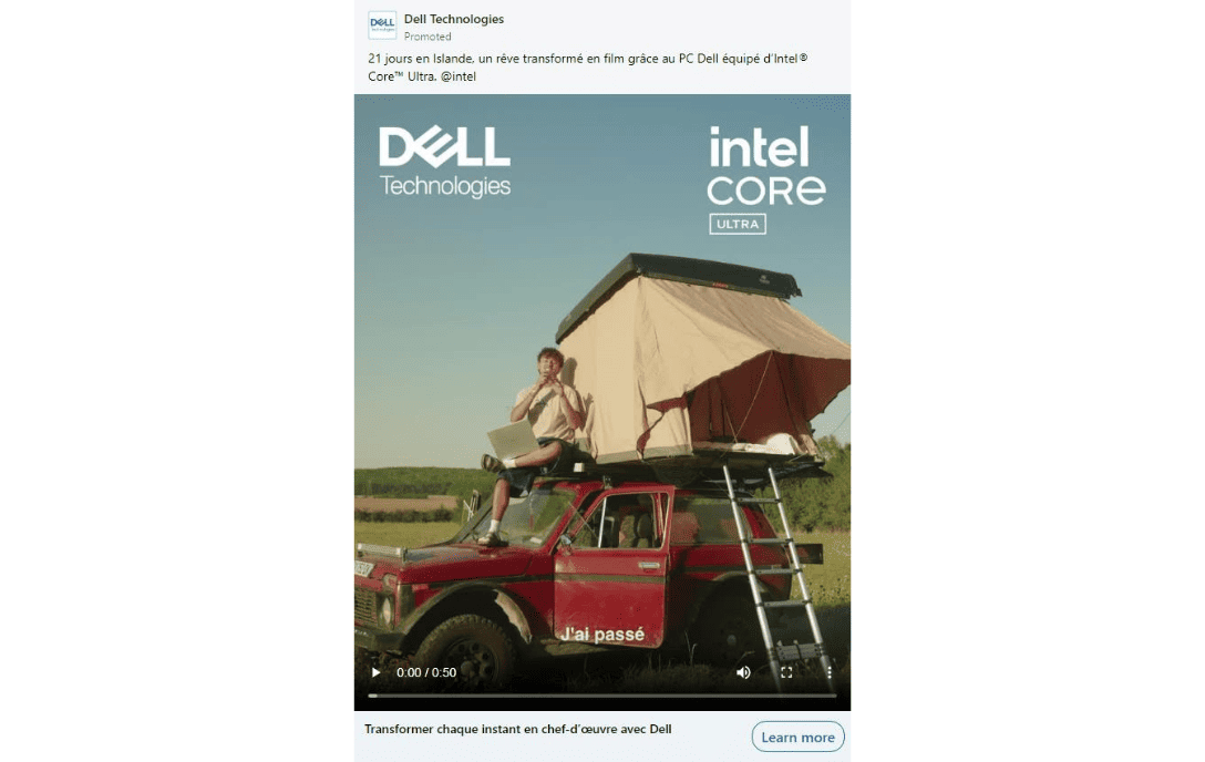 Dell sur la publicité LinkedIn