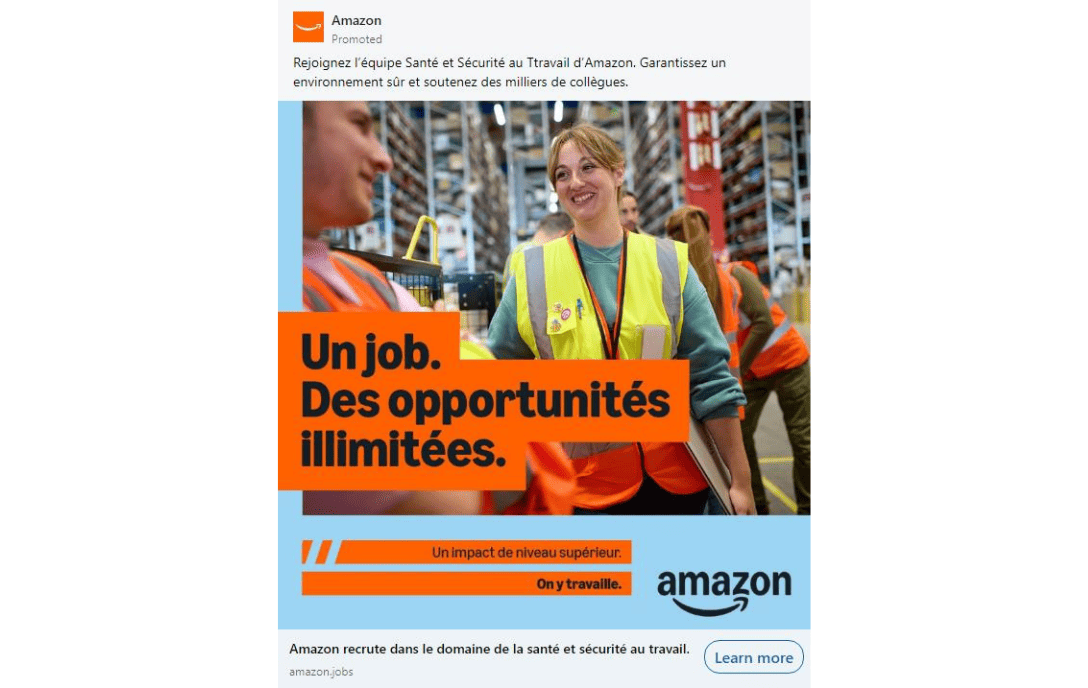 Amazon, publicité LinkedIn